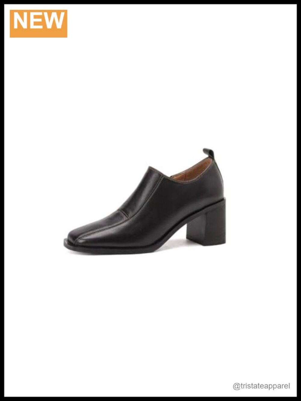 Genuine Leather Handmade Pumps Square Toe Zipper Block Heel